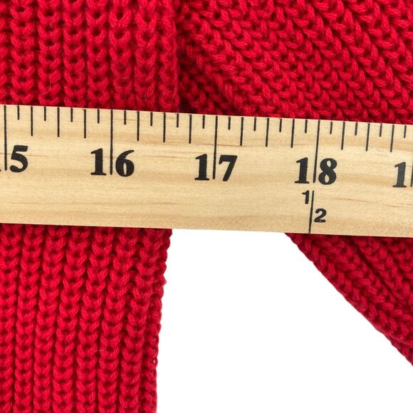 LOFT Women's Red Cable-Knit Long Sleeve Lace Up Tie Slit Pullover Sweater Size S - Picture 13 of 14